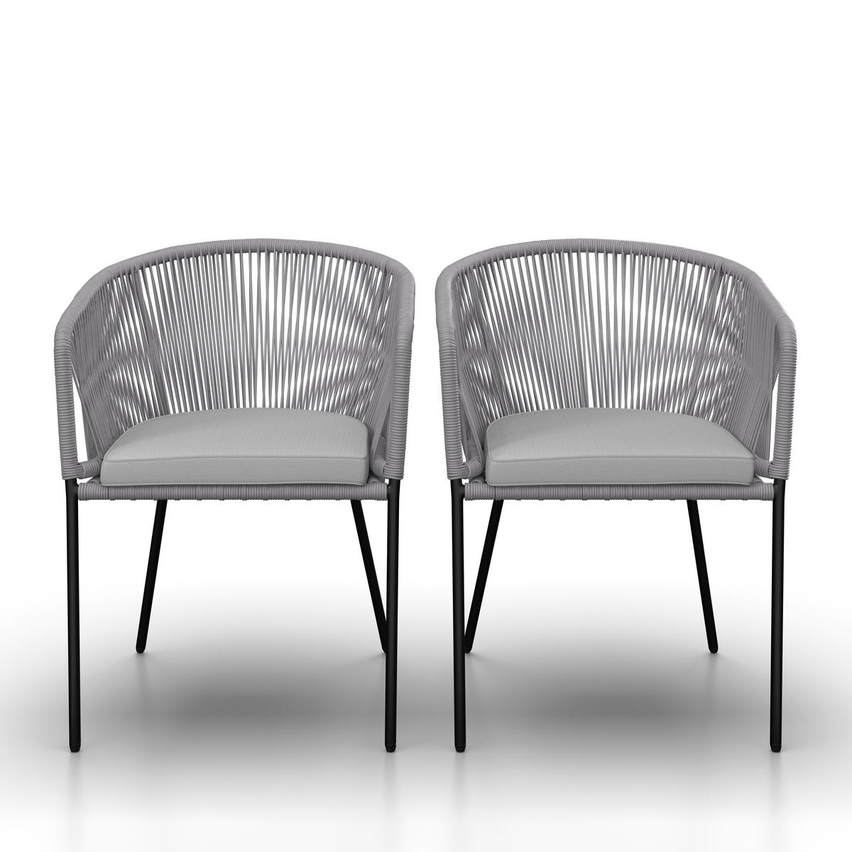 SET STOLICA ZA BAŠTU - svetlosiva/crna, Moderno, metal/tekstil (56/78/59cm) - Bessagi Garden