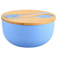 SALATSCHÜSSEL   - Hellbraun/Hellblau, Basics, Holz/Kunststoff (24/13/13cm) - Kesper