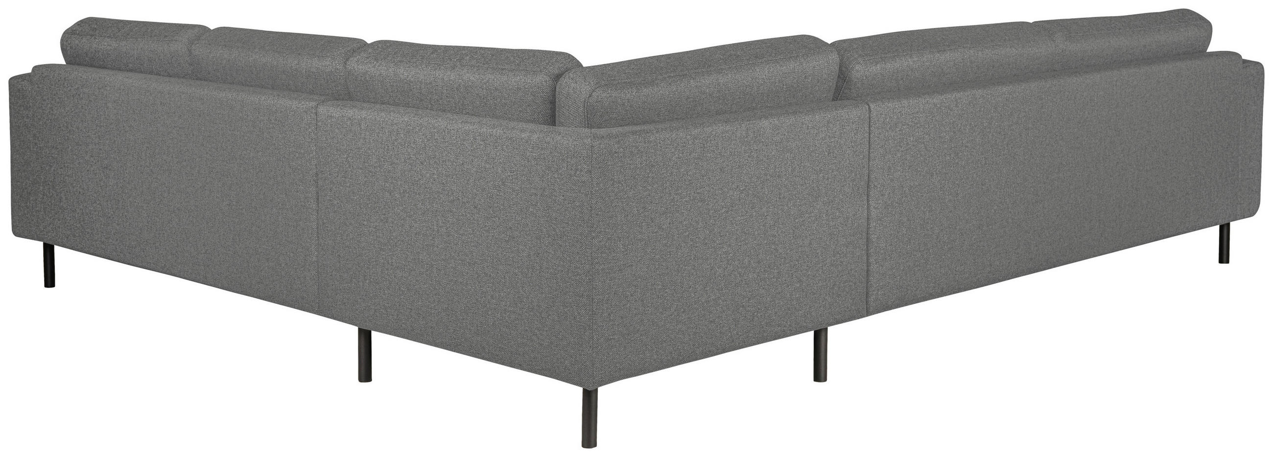 HÖRNSOFFA i flatväv grå  - svart/grå, Design, metall/trä (288/78/243cm) - Pure Home Comfort