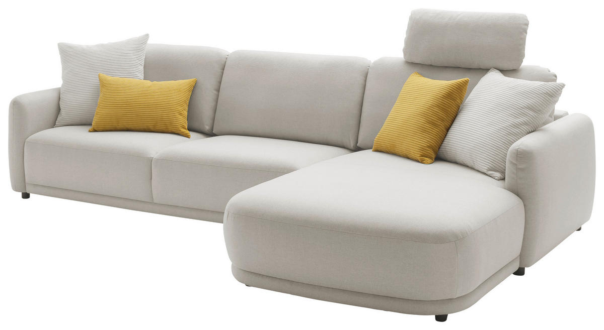 ECKSOFA  in Chenille Naturfarben  318/188 cm  - Schwarz/Naturfarben, Design, Kunststoff/Textil (318/188cm) - Schöner Wohnen