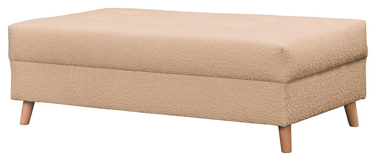 ECKSOFA inkl. Hocker Ariella Beige Bouclé  - Beige/Naturfarben, Design, Holz/Textil (161/231cm) - Livetastic