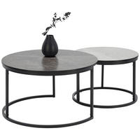 COUCHTISCHSET 60-80/60-80/42-45 cm rund Hellgrau, Dunkelgrau  - Dunkelgrau/Hellgrau, Design, Holzwerkstoff/Metall (60-80/60-80/42-45cm) - home24