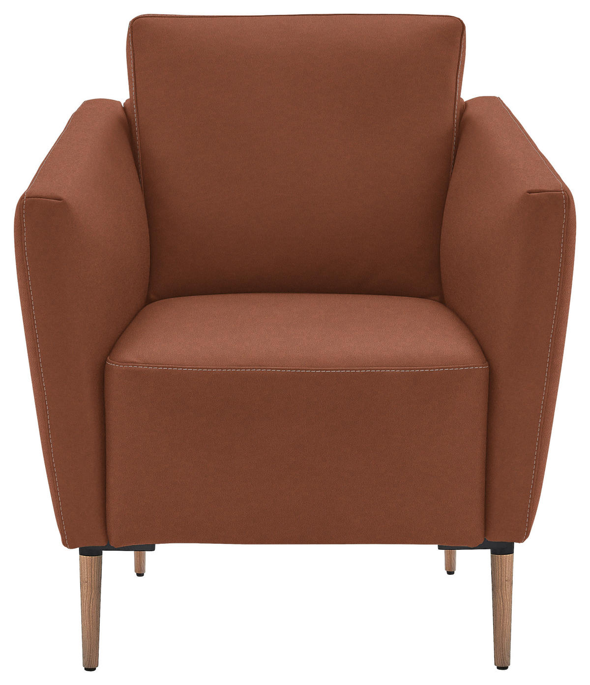 SESSEL in Echtleder Cognac  - Eichefarben/Cognac, Natur, Leder/Holz (75/84/76cm) - Valnatura