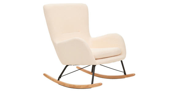 SCHAUKELSTUHL in Teddystoff Creme - Creme/Naturfarben, LIFESTYLE, Holz/Textil (71/94/91cm) - Novel