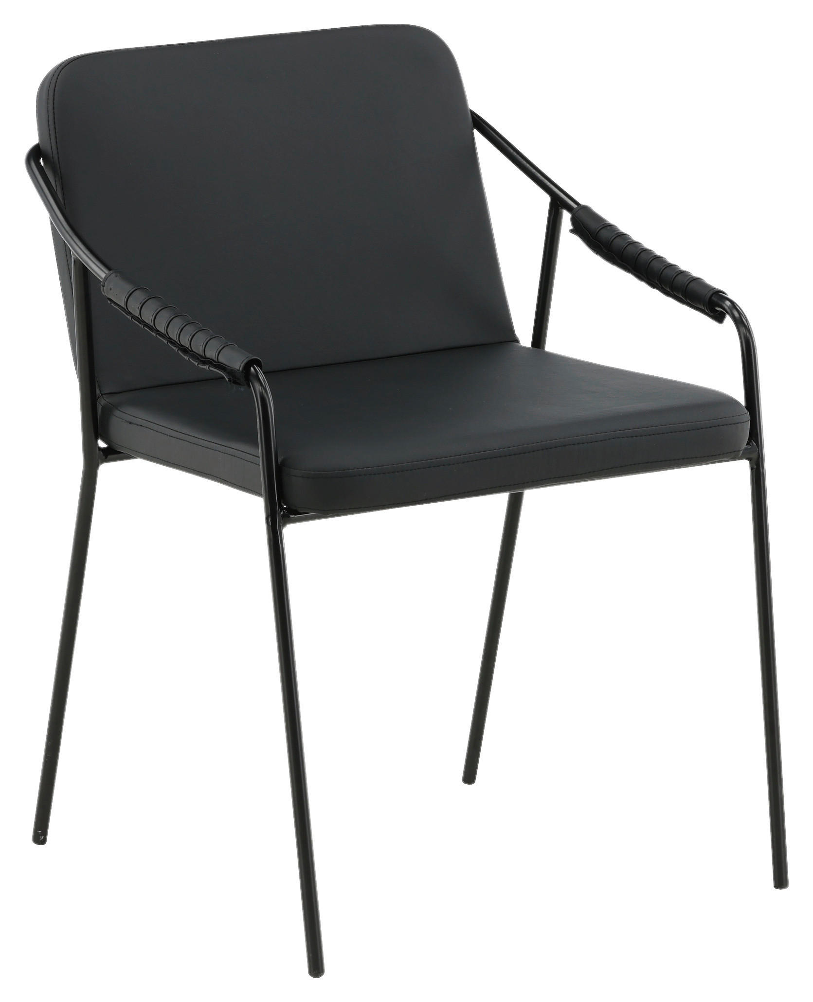 STUHL-SET 2 Stück  in Stahl Lederlook (vegan) Metall, Textil  - Schwarz, Design, Textil/Metall (53/77/59cm) - Livetastic