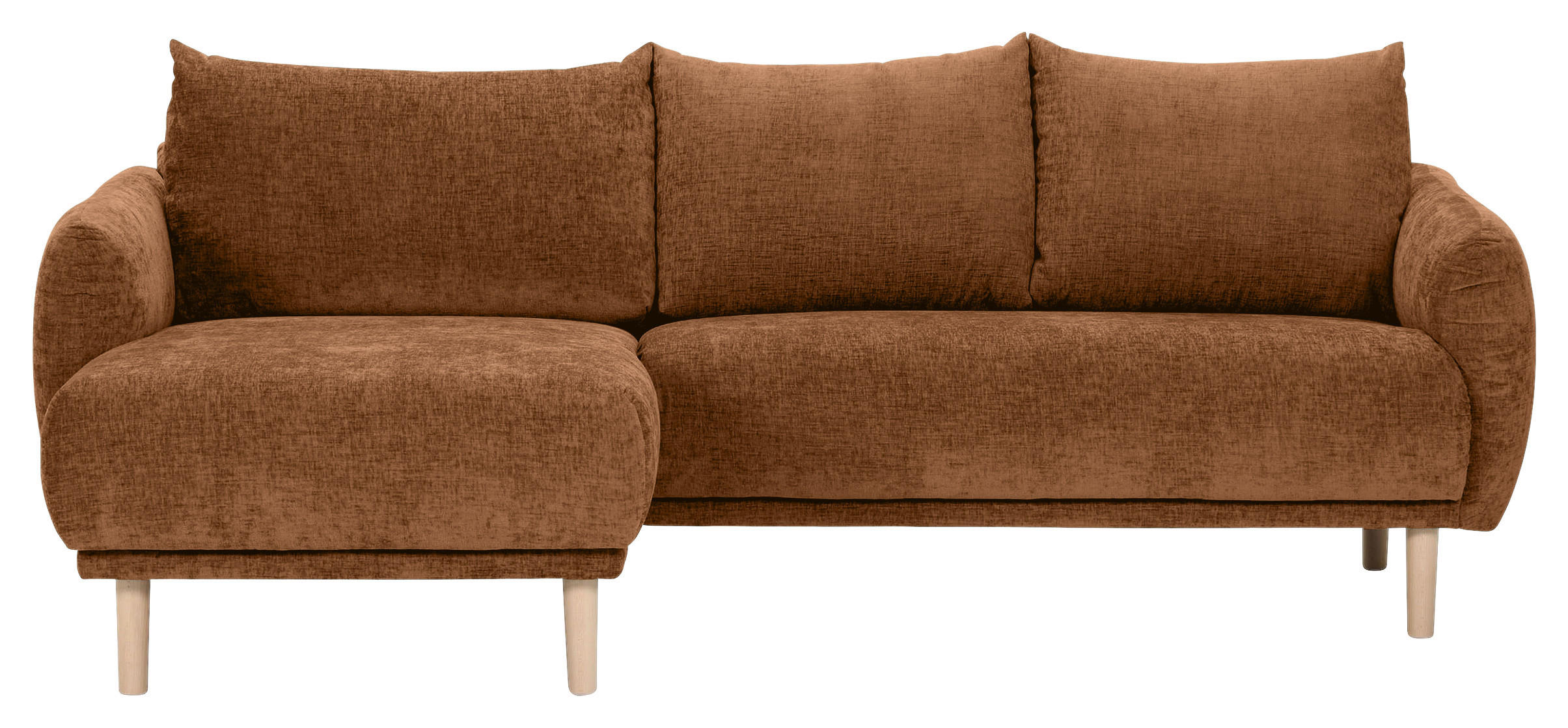 ECKSOFA Rostfarben Flachgewebe  - Rostfarben/Buchefarben, KONVENTIONELL, Holz/Textil (144/230cm) - Carryhome