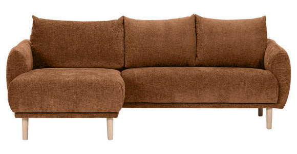 ECKSOFA Rostfarben Flachgewebe  - Rostfarben/Buchefarben, KONVENTIONELL, Holz/Textil (144/230cm) - Carryhome
