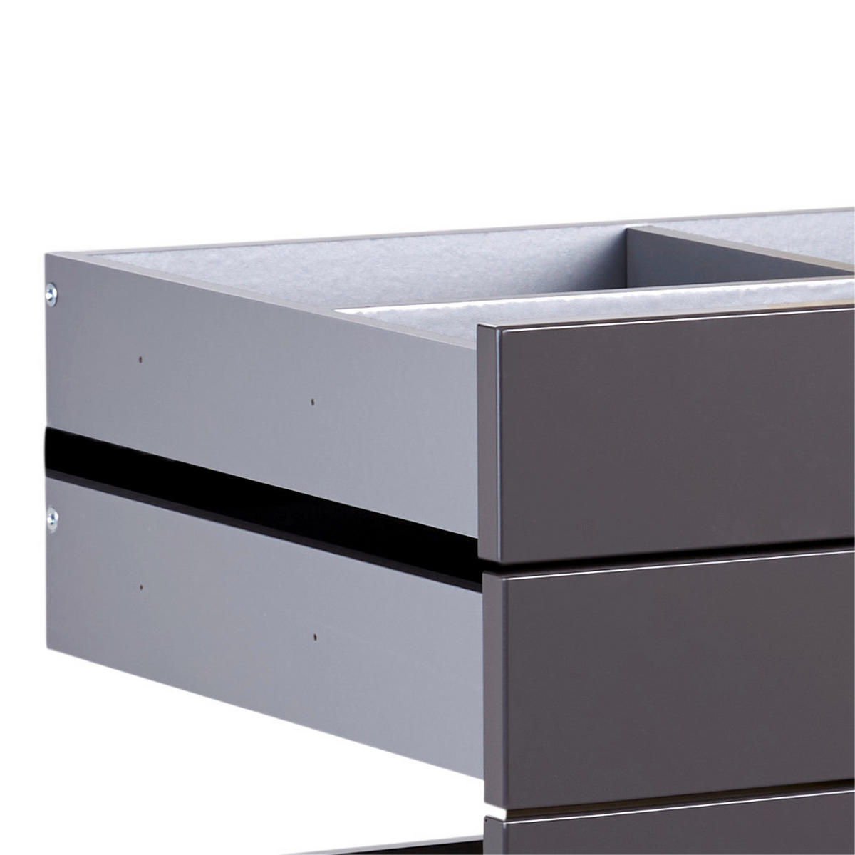 SCHUBLADENSET 90,9/82/46,8 cm   - Anthrazit Hochglanz, Konventionell, Holzwerkstoff (90,9/82/46,8cm) - Hom`in