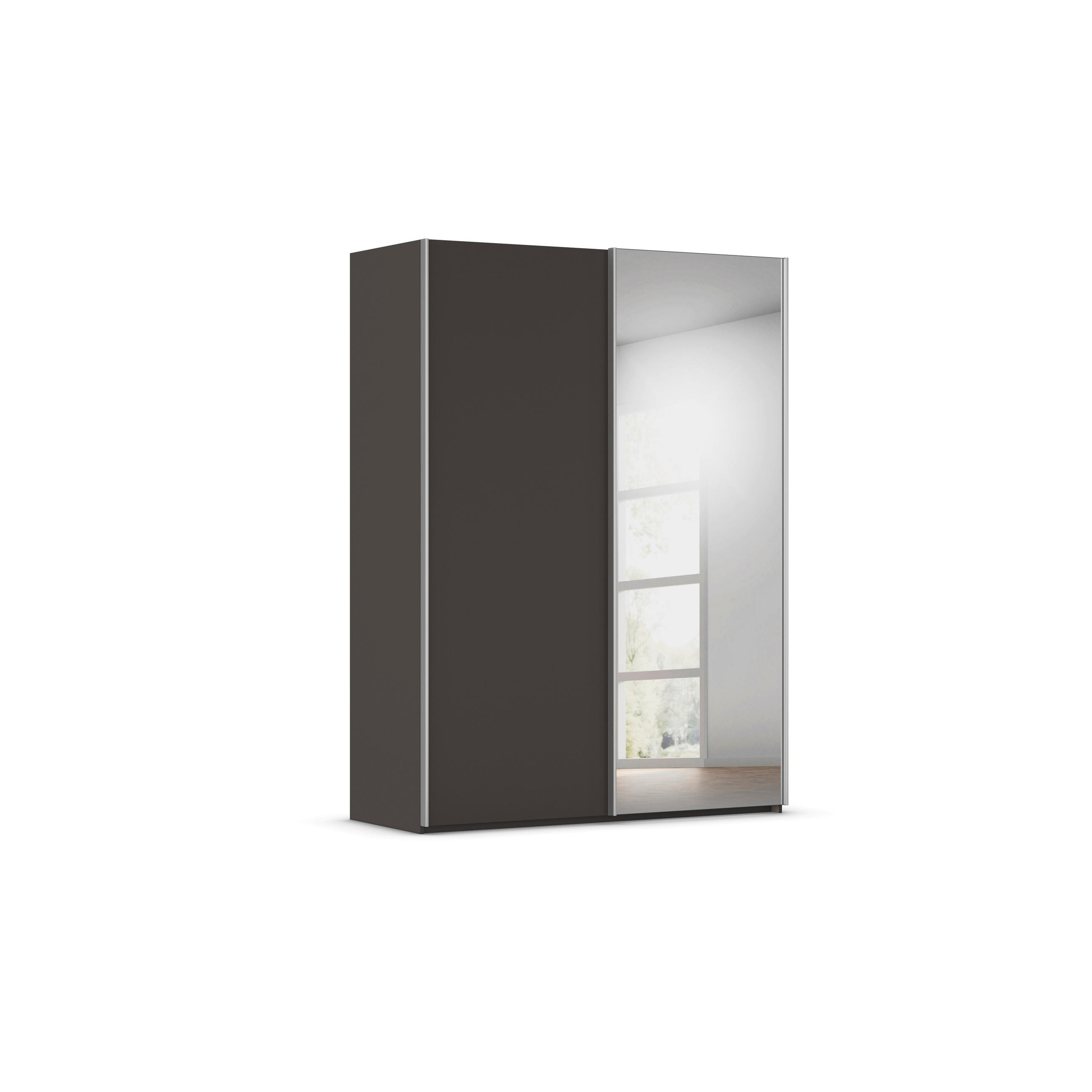 SCHWEBETÜRENSCHRANK 162/223/69 cm,  in Graphitfarben, Alufarben, 2 Tür(en)  - Alufarben/Graphitfarben, Basics, Glas/Holzwerkstoff (162/223/69cm) - Rauch Möbel