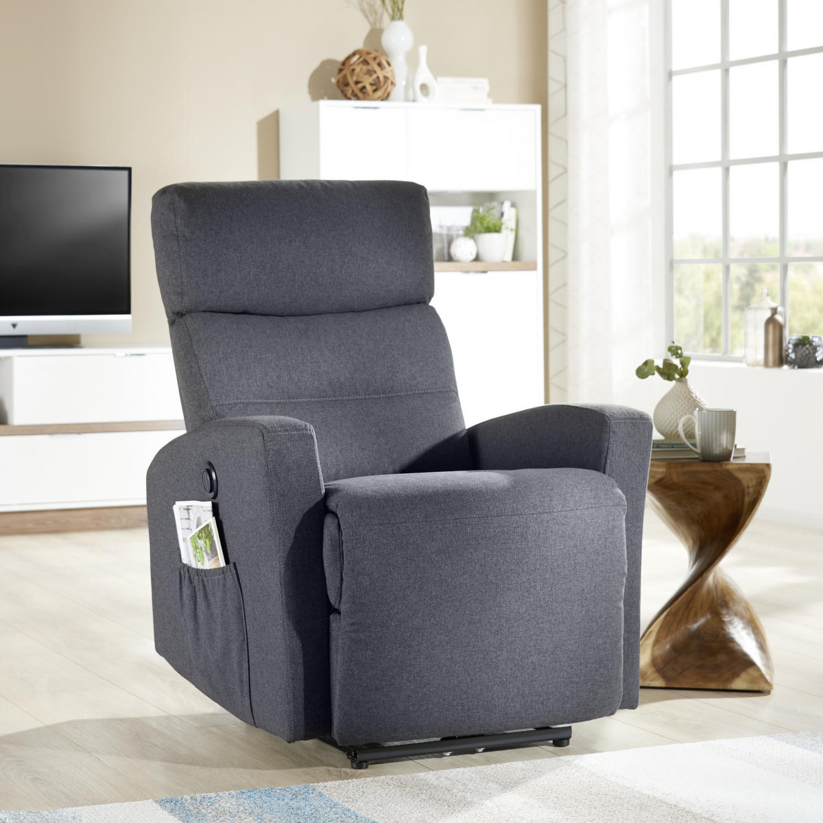 TV-FOTEL - antracit/fehér, Konventionell, textil/fém (76/87-102/93-156cm) - Carryhome
