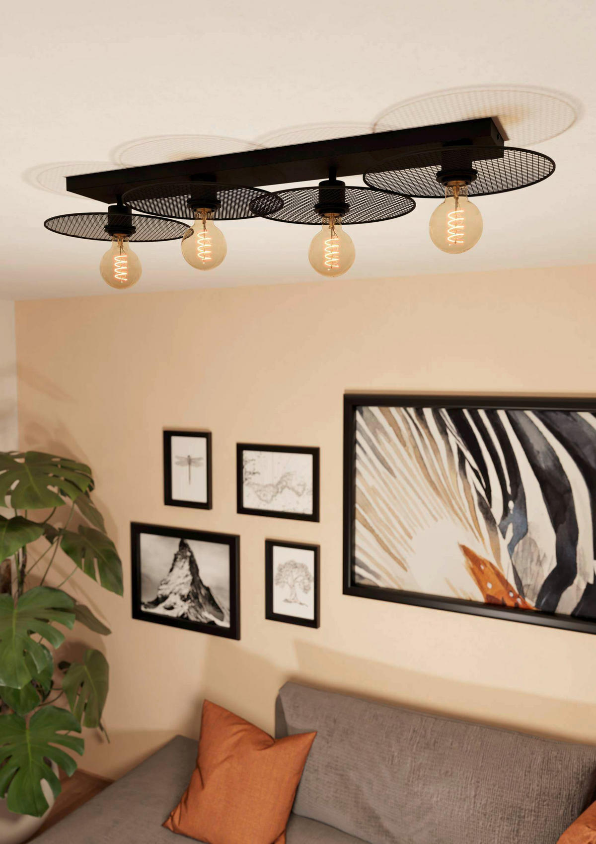 DECKENLEUCHTE    95/33/12 cm  - Schwarz, Design, Metall (95/33/12cm) - Eglo