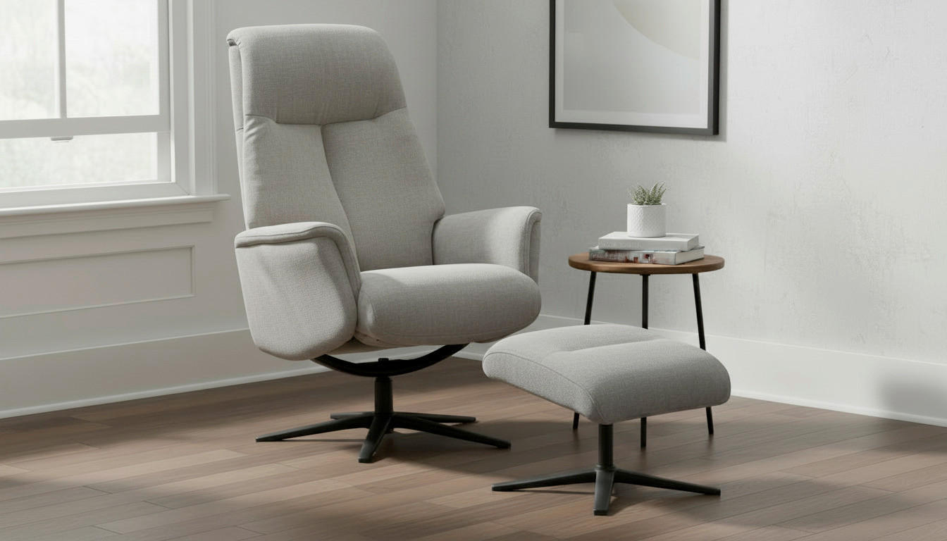 RELAXSESSELSET RELAVO Webstoff Hocker    - Schwarz/Grau, Design, Textil/Metall (72/109/86/111/81cm) - Livetastic