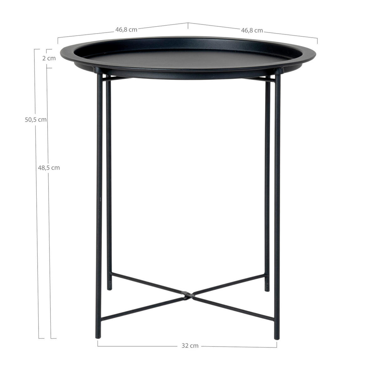 BEISTELLTISCH 47/47/50 cm Bastia Schwarz rund  - Schwarz, Design, Metall (47/47/50cm) - MID.YOU