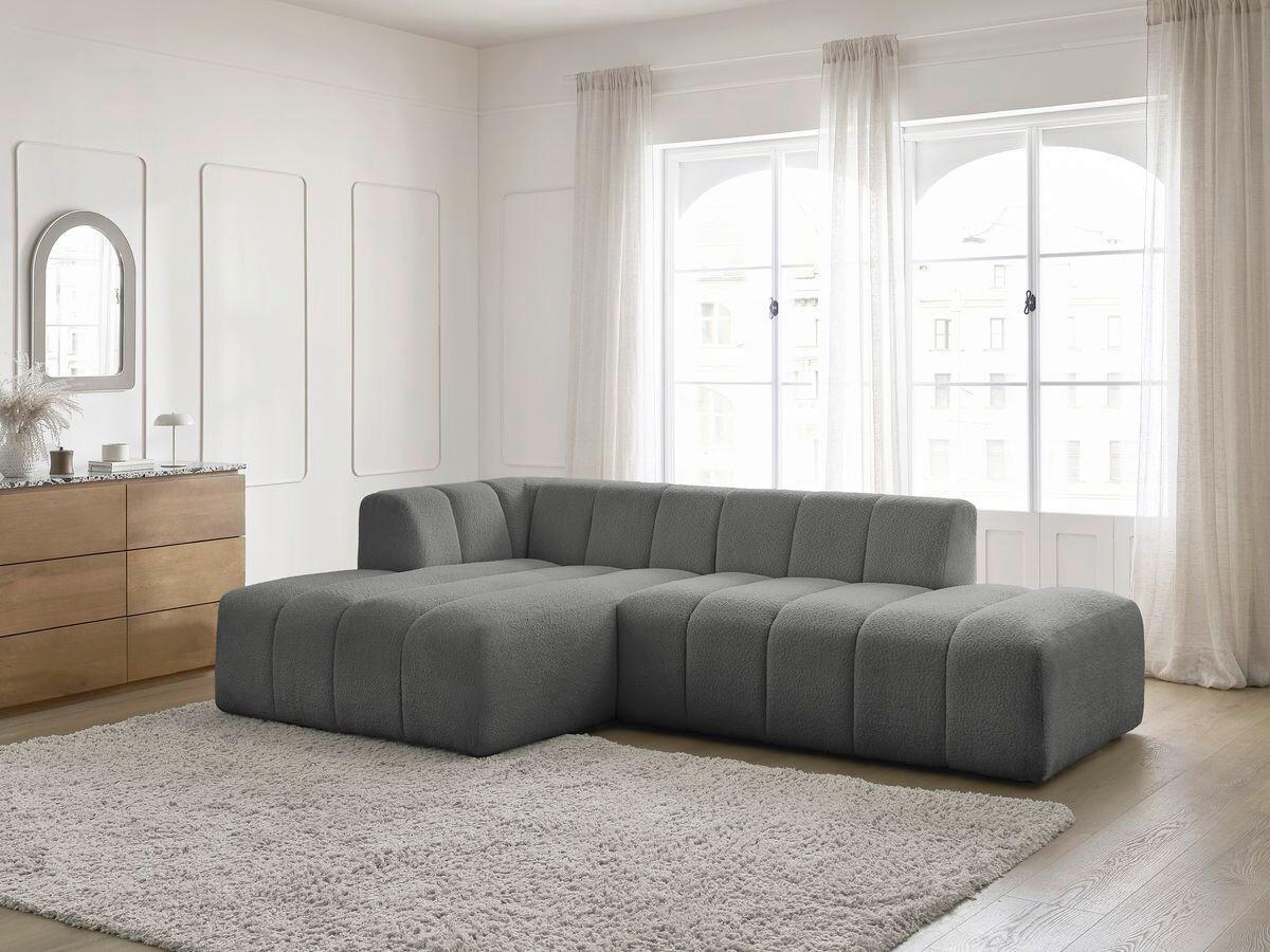 ECKSOFA  ANNECY Dunkelgrau Bouclé  - Dunkelgrau/Schwarz, MODERN, Kunststoff/Textil (170/262cm)