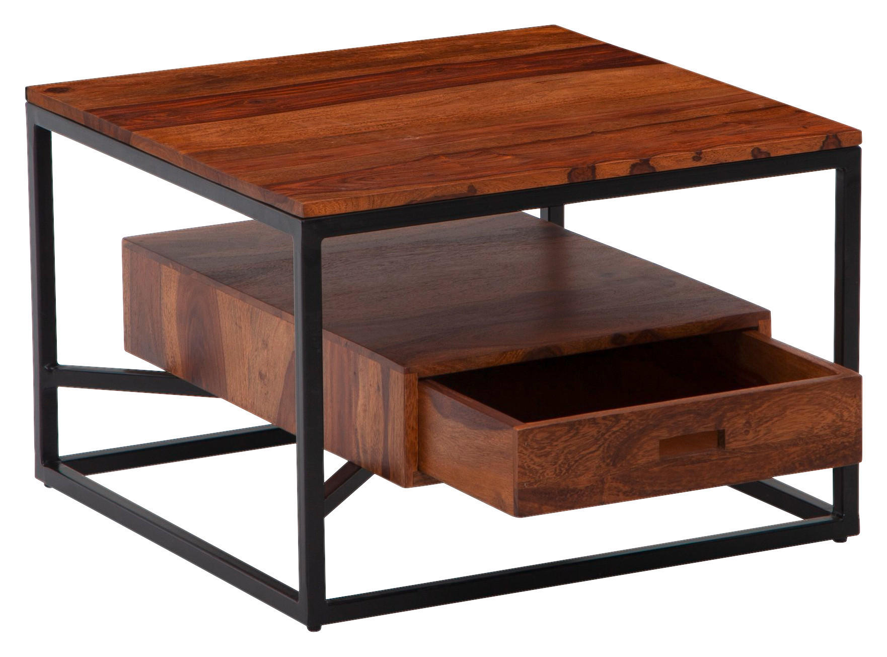 COUCHTISCH in Holz 60/60/40 cm  - Sheeshamfarben/Schwarz, Design, Holz/Metall (60/60/40cm) - MID.YOU