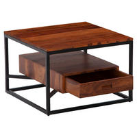 COUCHTISCH Sheesham massiv 60/60/40 cm quadratisch Sheeshamfarben  - Sheeshamfarben/Schwarz, Design, Holz/Metall (60/60/40cm) - MID.YOU