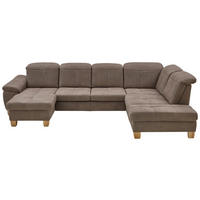 WOHNLANDSCHAFT in Mikrofaser Graubraun  - Wildeiche/Graubraun, Konventionell, Holz/Textil (185/343/243cm) - Voleo
