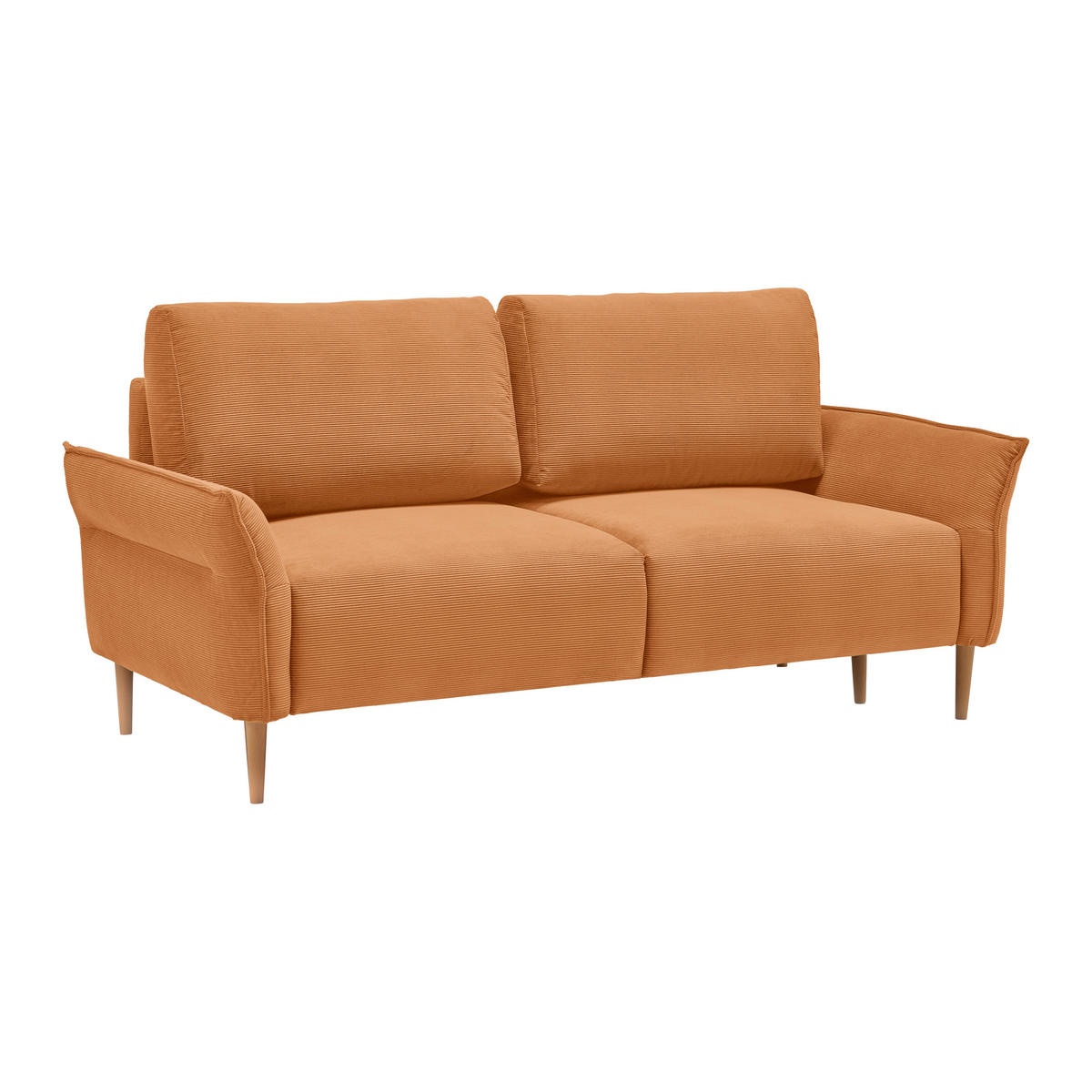 3-SITZER-SOFA Cord Orange  - Naturfarben/Orange, Modern, Holz/Textil (183/85/92cm) - MID.YOU