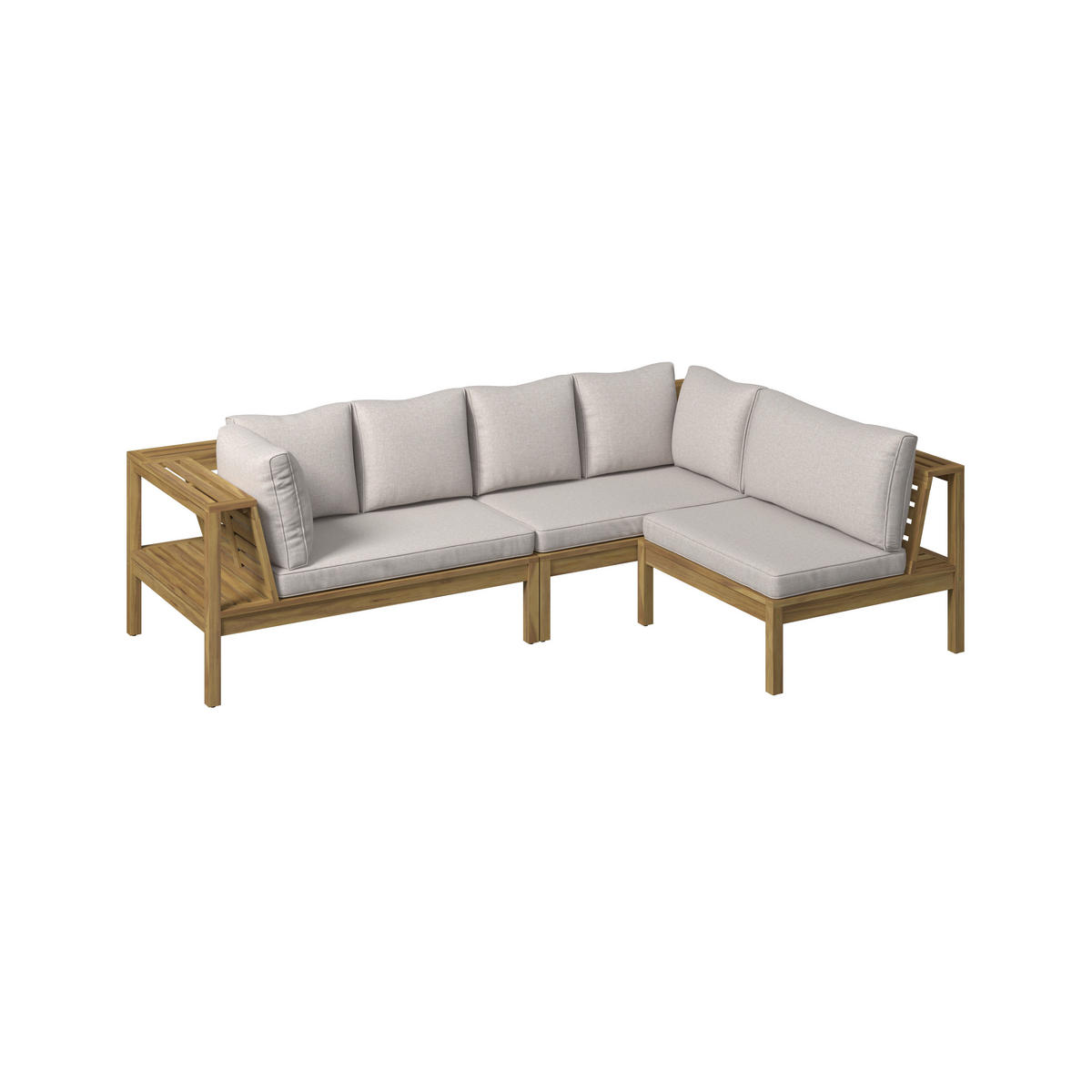 LOUNGEGARNITUR  240/160 cm  Akazie teilmassiv  - Akaziefarben/Grau, MODERN, Holz/Kunststoff (240/160cm) - Beldano