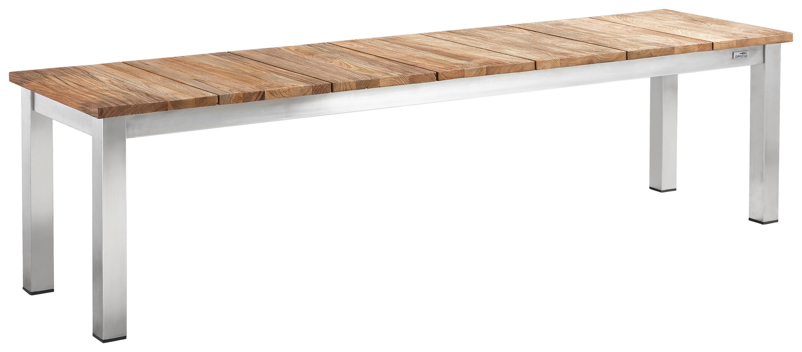 GARTENBANK 180/45/45 cm Recyclingholz, Teakholz  Edelstahl  - Edelstahlfarben/Teakfarben, LIFESTYLE, Holz/Metall (180/45/45cm) - Amatio