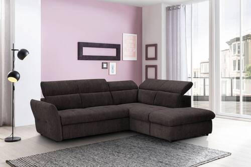 ECKSOFA in Webstoff Braun  254/224 cm  - Schwarz/Braun, Design, Kunststoff/Textil (254/224cm) - Stylife