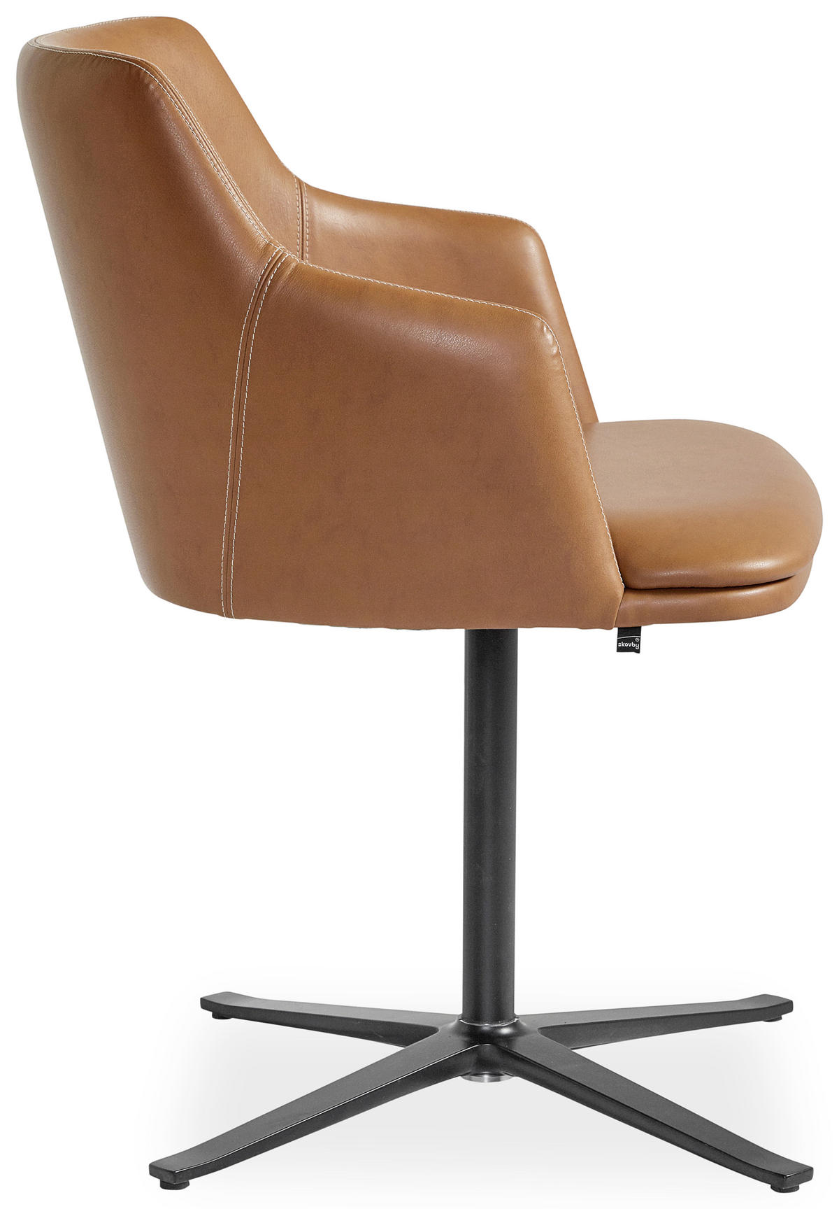 STOL aluminium, stål äkta läder  - kromfärg/cognacfärgad, Design, metall/läder (57/78/55cm) - Skovby