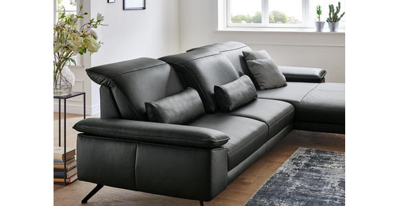 WOHNLANDSCHAFT in Leder Anthrazit - Anthrazit/Schwarz, Design, Leder/Metall (193/328cm) - Dieter Knoll