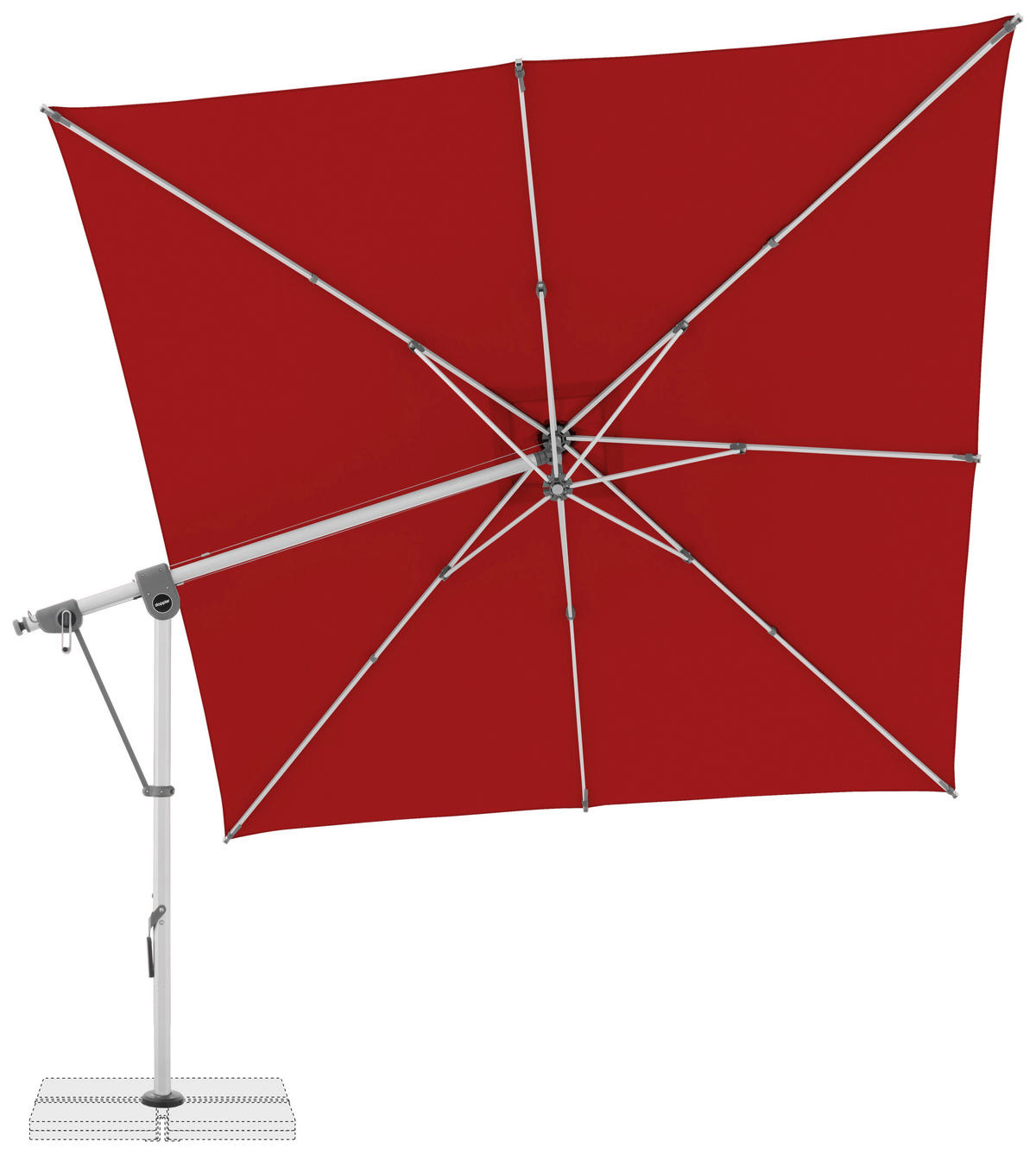 AMPELSCHIRM 300x300 cm  - Rot/Hellgrau, Basics, Textil/Metall (300/300cm) - Doppler