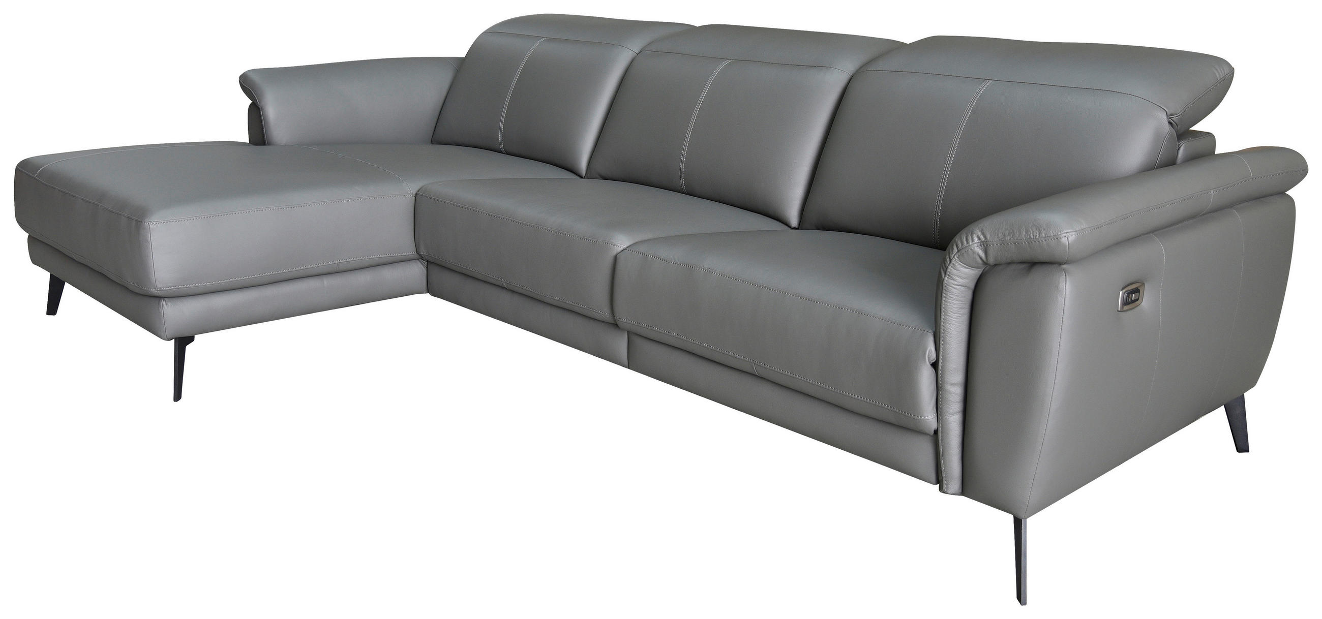 Thumbnail - Livetastic Ecksofa, Grau, Leder, Echtleder, Rindleder, Kiefer, Kautschukholz, Meranti, Sperrholz, Hartholz, 4-Sitzer, L-...