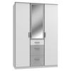KLEIDERSCHRANK 3-türig Grau, Weiß  - Alufarben/Weiß, KONVENTIONELL, Glas/Holzwerkstoff (135/199/58cm) - Boxxx