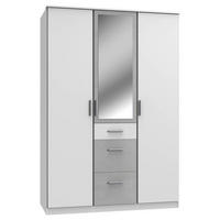 GARDEROB 135/199/58 cm 3-dörrar - vit/aluminiumfärg, Klassisk, trämaterial/glas (135/199/58cm) - Carryhome