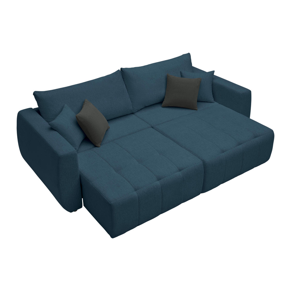 SCHLAFSOFA in Chenille, Jacquard Dunkelblau  - Schwarz/Dunkelblau, Kunststoff/Textil (245/74-90/104cm) - MID.YOU