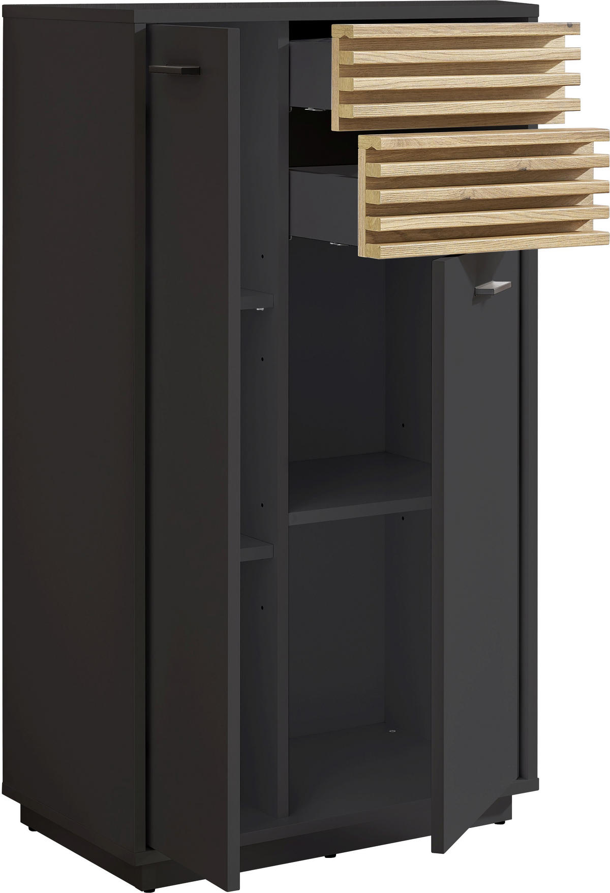 MIDISCHRANK 60/106/35 cm  - Eichefarben/Anthrazit, KONVENTIONELL, Holzwerkstoff/Kunststoff (60/106/35cm) - home24