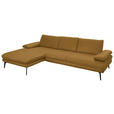 ECKSOFA in Echtleder Currygelb  180/310 cm  - Currygelb/Schwarz, Design, Leder/Metall (180/310cm) - Dieter Knoll