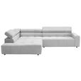 ECKSOFA in Feincord Silberfarben  - Silberfarben/Schwarz, KONVENTIONELL, Kunststoff/Textil (219/311cm) - Hom`in