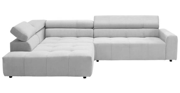 ECKSOFA in Feincord Silberfarben  - Silberfarben/Schwarz, KONVENTIONELL, Kunststoff/Textil (219/311cm) - Hom`in