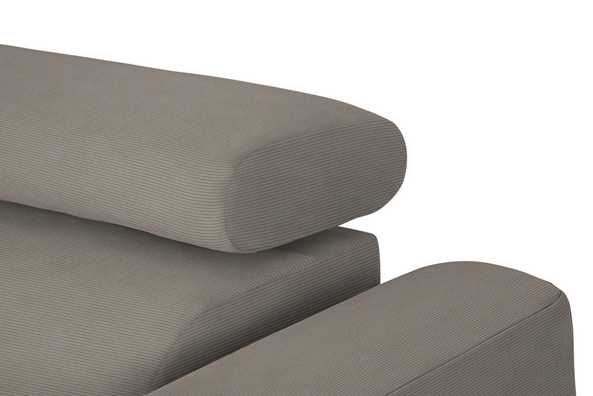 ECKSOFA Graubraun Feincord  - Graubraun/Schwarz, Design, Textil/Metall (205/280cm) - Xora