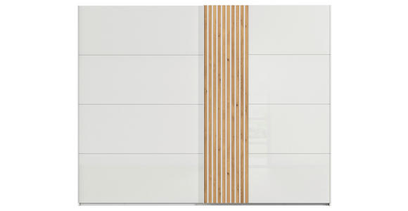 SCHWEBETÜRENSCHRANK 281/223/68 cm 2-türig Weiß, Eichefarben - Eichefarben/Weiß, Design, Glas/Holzwerkstoff (281/223/68cm) - Novel