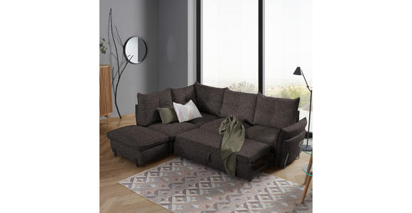 ECKSOFA in Bouclé Dunkelbraun  - Dunkelbraun/Schwarz, Design, Textil/Metall (220/250cm) - Xora