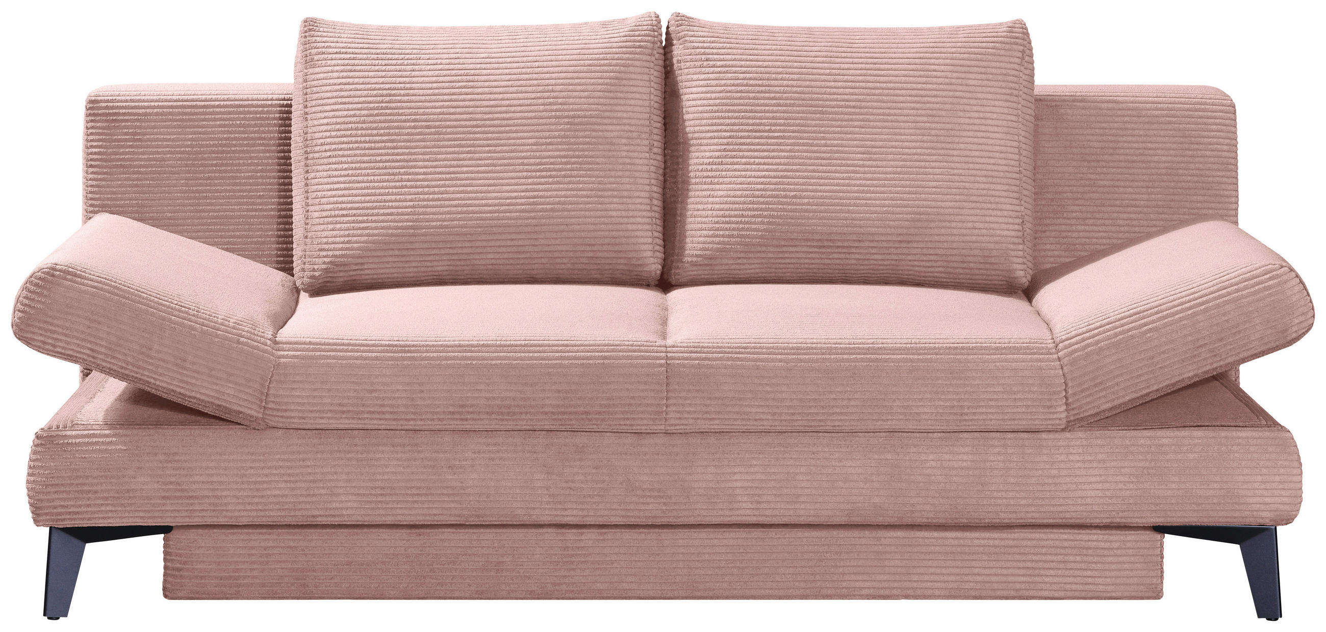 SCHLAFSOFA Cord Altrosa  inkl. Bettkasten, Schlaffunktion, Armteilverstellung  - Schwarz/Altrosa, Design, Textil/Metall (200/85/90cm) - Novel