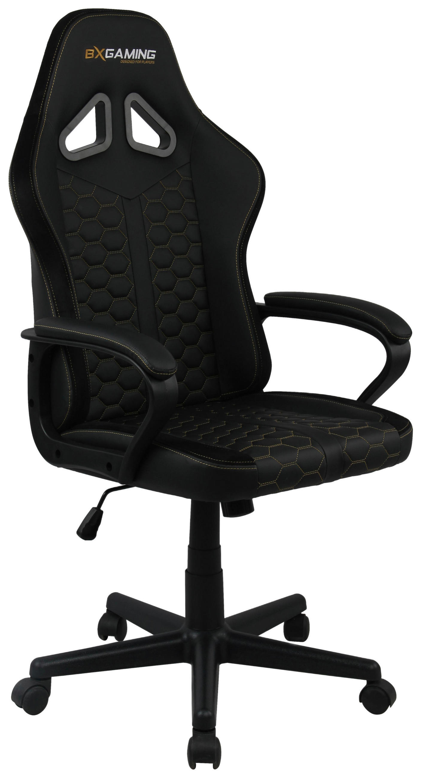 GAMINGSTUHL Schwarz Metall, Kunststoff, Textil   - Goldfarben/Schwarz, Design, Kunststoff/Textil (64/108-118/61cm) - BX Gaming