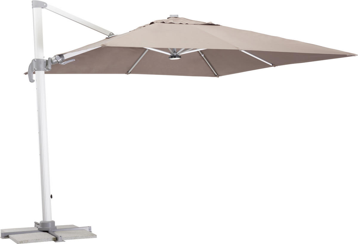 KONZOLNI SENČNIK - rjavosiva/barve aluminija, Trendi, kovina/tekstil (300/300cm) - Ambia Garden