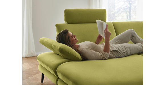 WOHNLANDSCHAFT  in Chenille, Flachgewebe Hellgrün  - Schwarz/Hellgrün, Design, Textil/Metall (180/344/208cm) - Dieter Knoll