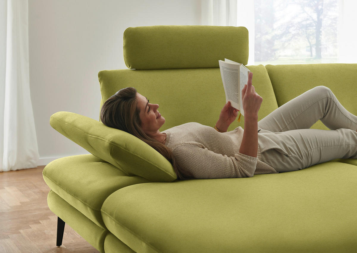 WOHNLANDSCHAFT Chenille, Flachgewebe Hellgrün  - Schwarz/Hellgrün, Design, Textil/Metall (180/344/208cm) - Dieter Knoll