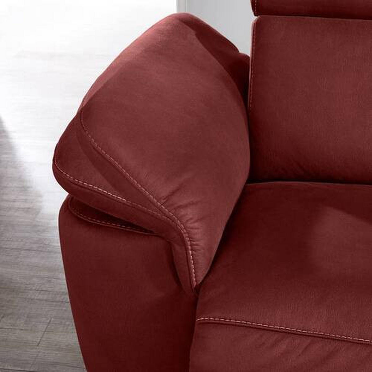 ECKSOFA in Flachgewebe Bordeaux  - Bordeaux/Beige, Design, Textil/Metall (271/239cm) - Cantus