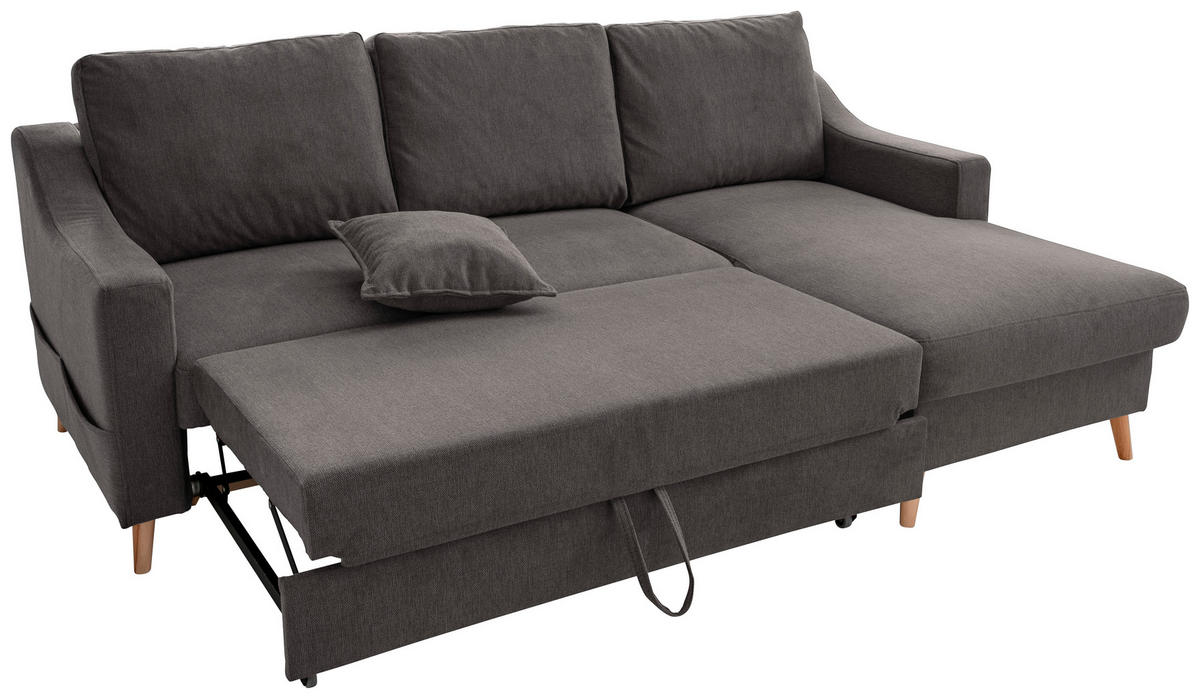 ECKSOFA Anthrazit Struktur  - Anthrazit/Naturfarben, KONVENTIONELL, Holz/Textil (228/150cm) - P & B