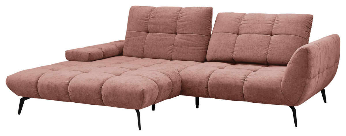 ECKSOFA Kupferfarben Flachgewebe Rücken echt, Sitztiefenverstellung  - Schwarz/Kupferfarben, KONVENTIONELL, Textil/Metall (211/273cm) - SetOne by Musterring