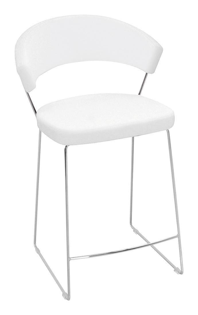 BARHOCKER Echtleder Weiß, Chromfarben Lederauswahl  - Chromfarben/Weiß, Design, Leder/Metall (57/91/55cm) - Connubia 
