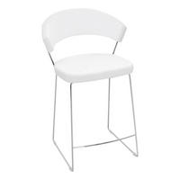 BARHOCKER in Metall, Leder Weiß, Chromfarben  - Chromfarben/Weiß, Design, Leder/Metall (57/91/55cm) - Connubia 