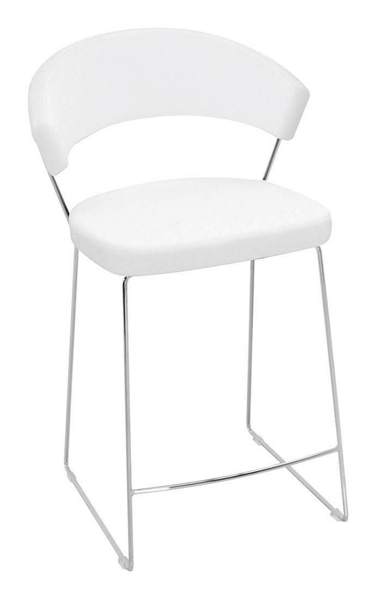 BARHOCKER in Metall, Leder Weiß, Chromfarben  - Chromfarben/Weiß, Design, Leder/Metall (57/91/55cm) - Connubia 